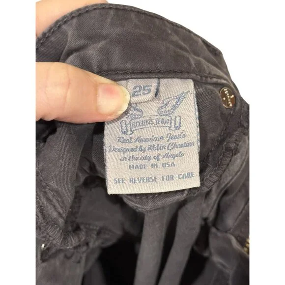 Robins Jean Womens Black Straight-Leg Jeans Embroidered Wings Size 25 - Picture 8 of 8